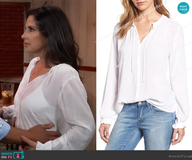 Velvet by Graham & Spencer Tie Neck Top worn by Sam McCall (Kelly Monaco) on General Hospital
