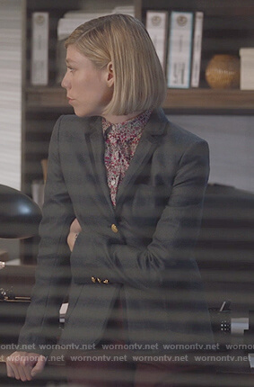 Kate’s gray blazer and floral blouse on For the People
