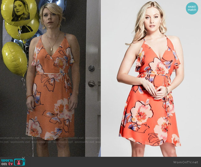 Guess Bliss Wrap Dress worn by Lisa Palmer (Mary Elizabeth Ellis) on Santa Clarita Diet