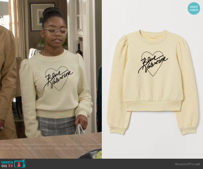 H&M Flock Print Sweatshirt worn by Diane Johnson (Marsai Martin) on Black-ish