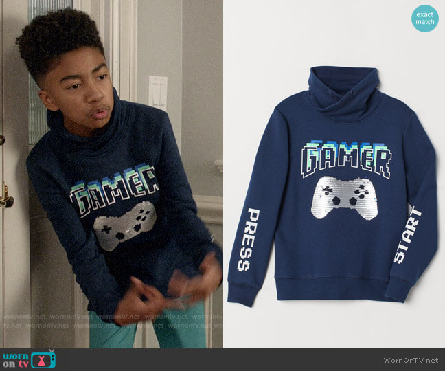 H&M Chimney-collar Sweatshirt worn by Jack Johnson (Miles Brown) on Black-ish