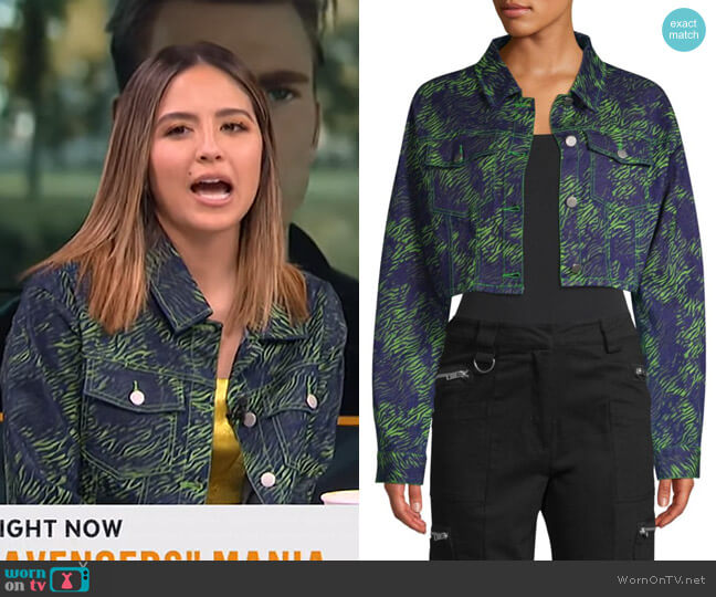 I AM GIA Sinead Tiger Cropped Trucker Jacket worn by Erin Lim on E! News