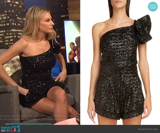 Isabel Marant One Shoulder Sequin Top worn by Morgan Stewart on E! News