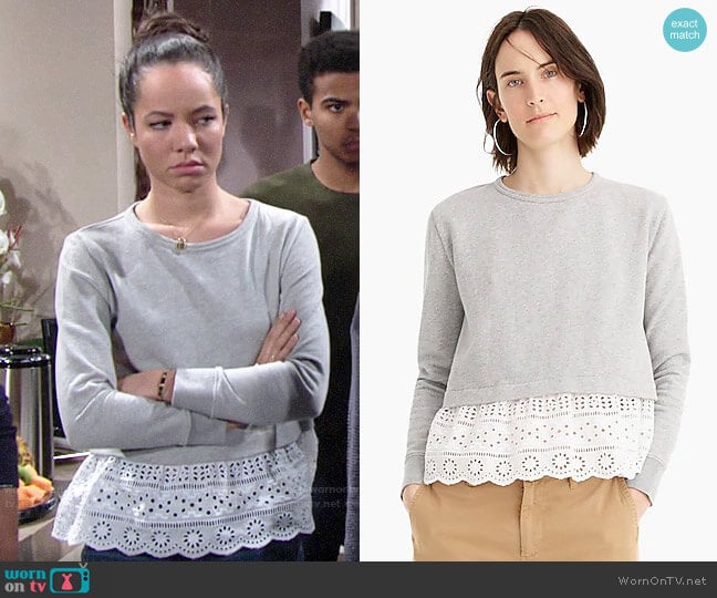 J. Crew Eyelet-hem sweatshirt worn by Mattie Ashby (Lexie Stevenson) on The Young and the Restless