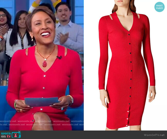 Karen Millen Snap Detail Rib-Knit Dress worn by Robin Roberts on Good Morning America