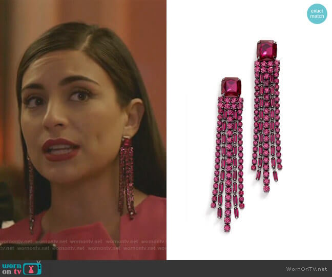 Kate Spade Glitzville Chain Fringe Earrings worn by Cristal Jennings (Daniella Alonso) on Dynasty