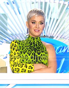 Katy’s yellow leopard print dress on American Idol