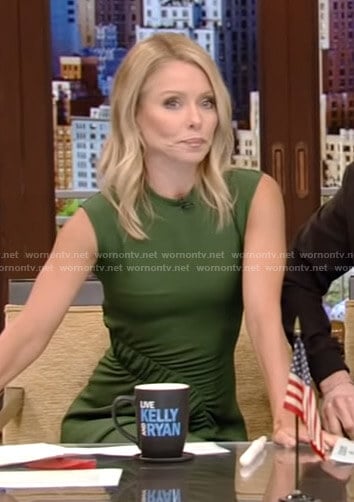 Kelly’s green ruched dress on Live with Kelly and Ryan