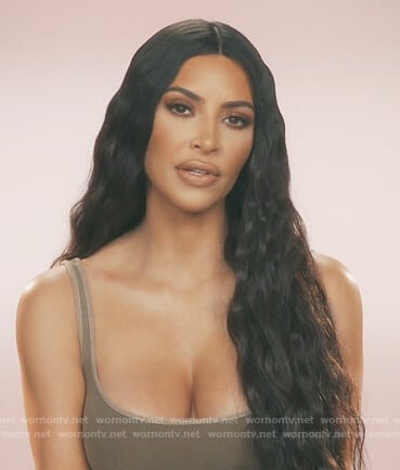Kim’s khaki tank top on Keeping Up with the Kardashians