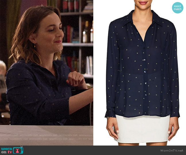 L'Agence Nina Star-Print Silk Blouse worn by Angie (Leighton Meester) on Single Parents