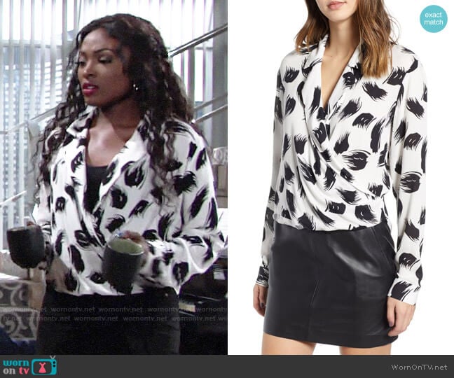 Leith Print Wrap Shirt worn by Ana Hamilton (Loren Lott) on The Young and the Restless