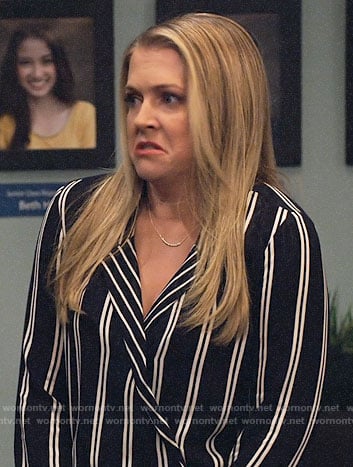 Liz’s striped faux wrap blouse on No Good Nick