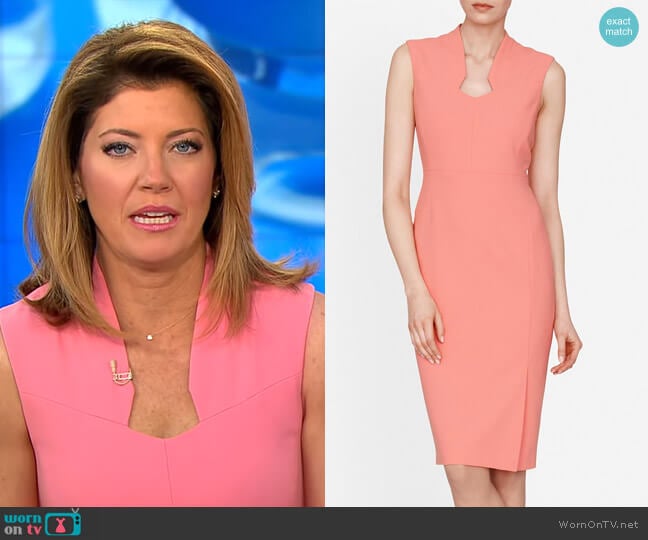 LK Bennett Dendra Sheath Dress worn by Norah O'Donnell on CBS Mornings