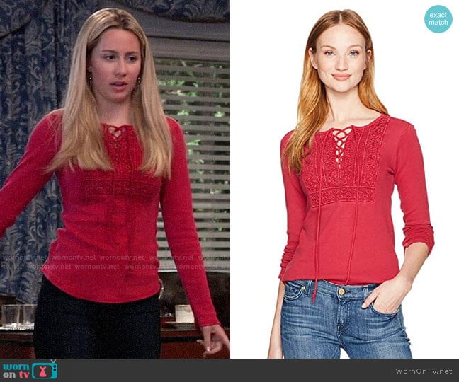 Lucky Brand Lace Up Bib Thermal Top worn by Josslyn Jacks (Eden McCoy) on General Hospital