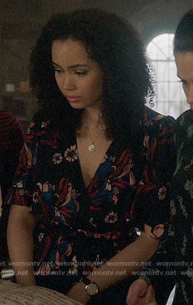 Macy’s floral faux wrap top on Charmed