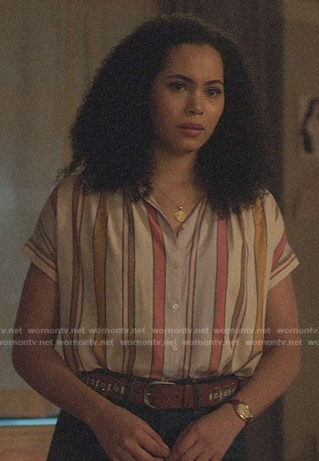 Macy’s striped button down shirt on Charmed