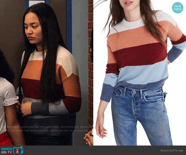 Madewell Crofton Stripe Pullover Sweater worn by Xuan (Tiana Le) on No Good Nick