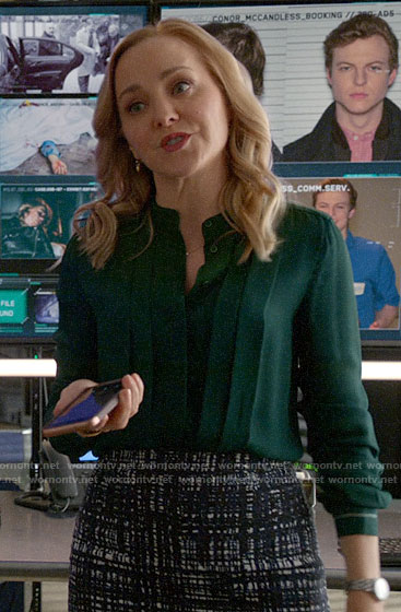 Marissa’s green pleated blouse on Bull
