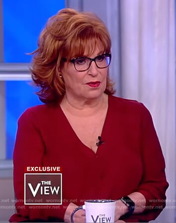 Joy’s maroon surplice top on The View