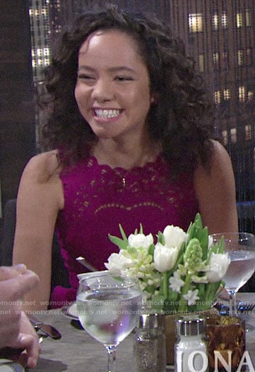 Mattie’s pink scalloped eyelet dress on The Young and the Restless