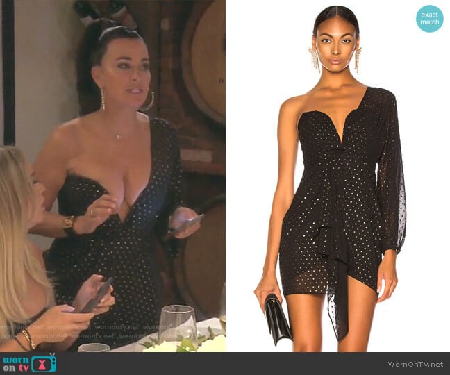 Michelle Mason Draped One Sleeve Mini Dress worn by Kyle Richards on The Real Housewives of Beverly Hills
