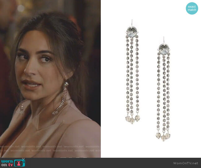 Miu Miu Crystal Drop Earrings worn by Cristal Jennings (Daniella Alonso) on Dynasty
