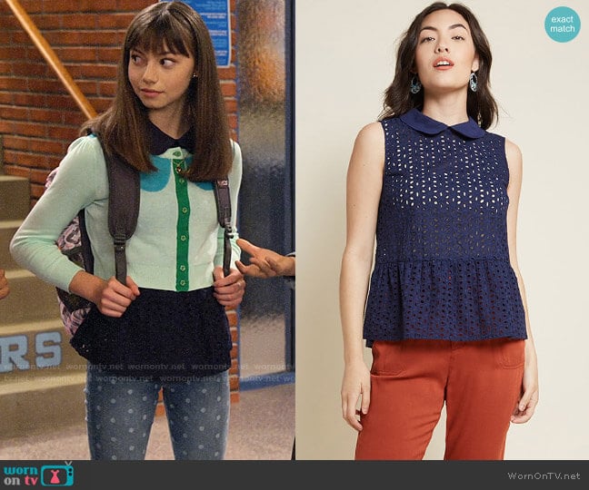 Anything Pose Peplum Blouse from ModCloth worn by Molly (Lauren Lindsey Donzis) on No Good Nick