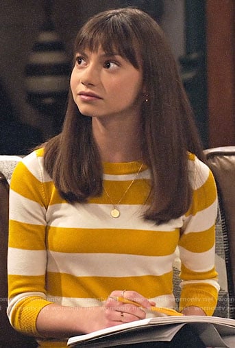 Molly’s yellow striped sweater on No Good Nick