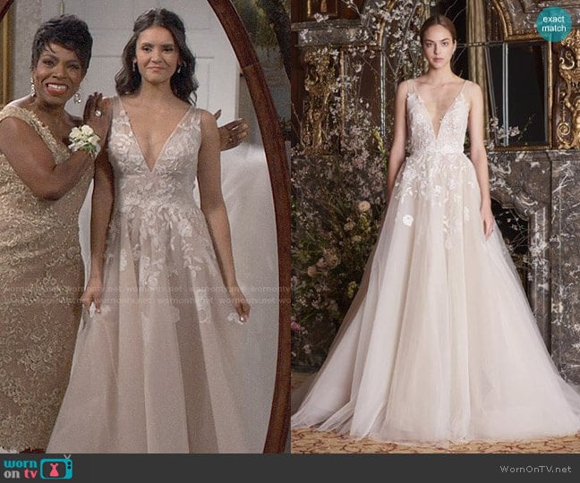 by Monique Lhuillier - Spring 2019 Collection worn by Clem (Nina Dobrev) on Fam
