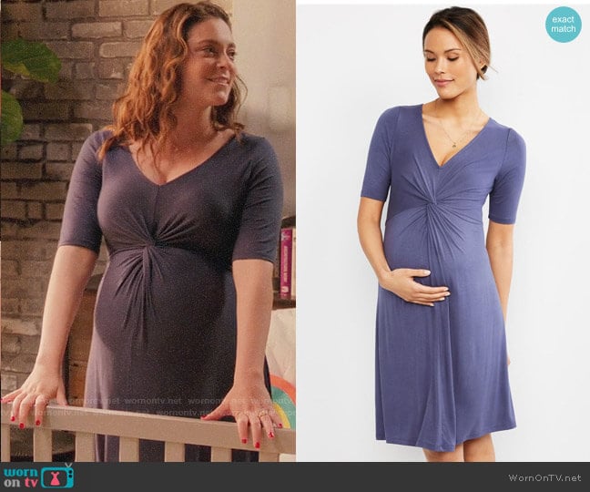 Motherhood Maternity Twist Front V-Neck Maternity Dress worn by Rebecca Bunch (Rachel Bloom) on Crazy Ex-Girlfriend