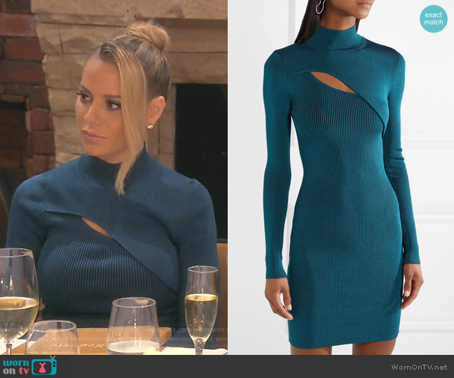 Mugler Cutout Ribbed Stretch-Knit Mini Dress worn by Dorit Kemsley on The Real Housewives of Beverly Hills