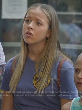 Sam’s purple bear print tee on Life in Pieces
