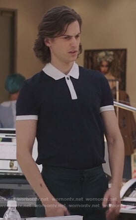 Patrick’s navy polo on The Bold Type