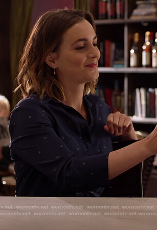 Angie’s navy star print blouse on Single Parents