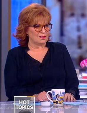 Joy’s navy v-neck blouse on The View