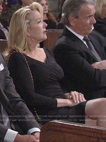 Nikki’s black faux wrap dress on The Young and the Restless