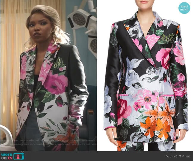 Off White Floral-Jacquard Double-Breasted Jacket worn by Alexandra Crane (Ryan Destiny) on Star
