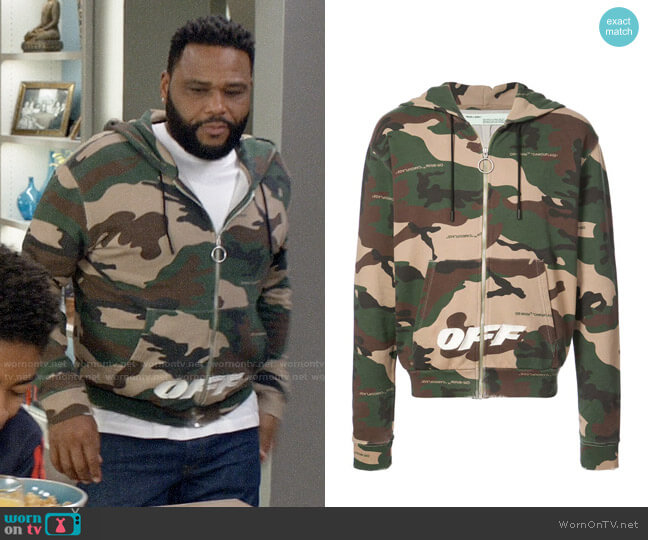 Off White Camouflage Print Hoodie worn by Andre Johnson (Anthony Anderson) on Black-ish