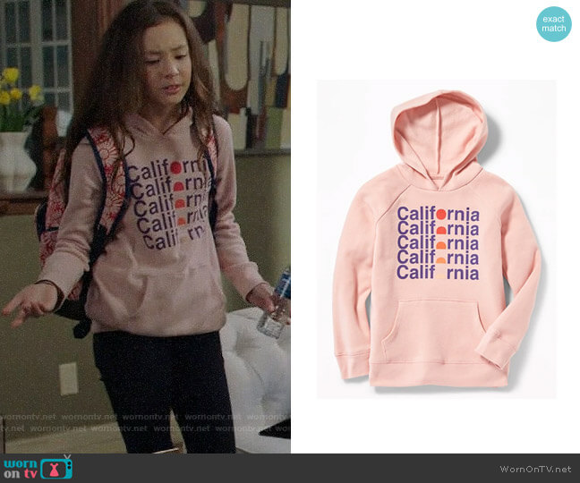 Old Navy Graphic Pullover Hoodie in California worn by Lily Tucker-Pritchett (Aubrey Anderson-Emmons) on Modern Family