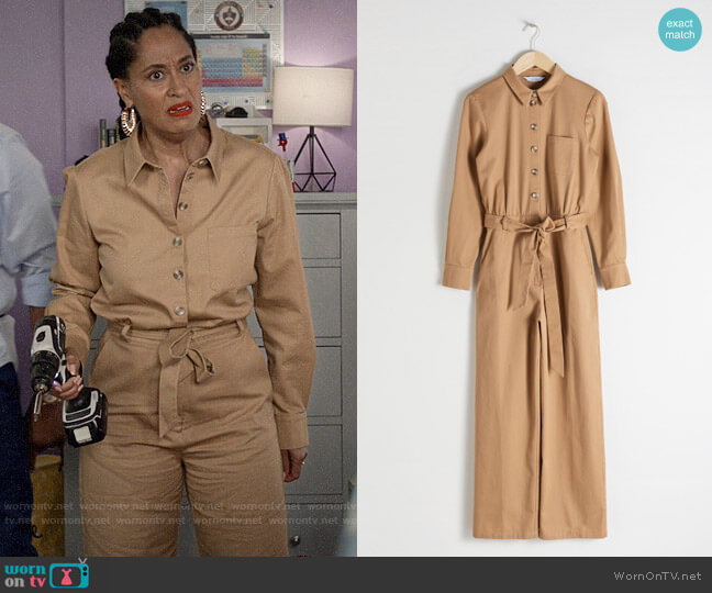 & Other Stories Belted Cotton Boilersuit worn by Rainbow Johnson (Tracee Ellis Ross) on Black-ish