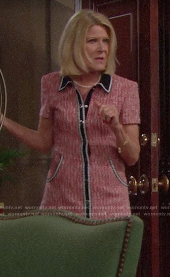 Pam’s red button front dress on The Bold and the Beautiful