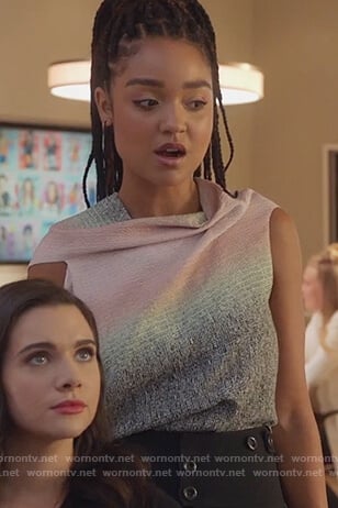 Kat’s draped sleeveless top on The Bold Type