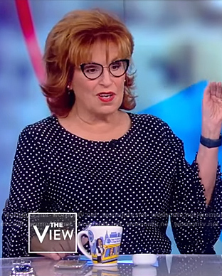 Joy’s black dot print bell sleeve blouse on The View