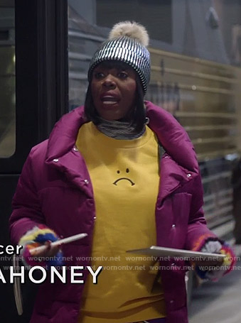 Porsha’s yellow unhappy face print sweatshirt on Empire