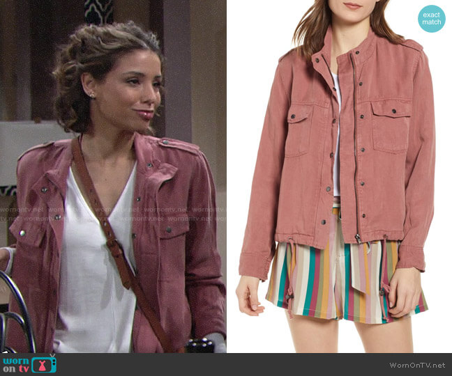 Rails Collins Jacket in Brick worn by Elena Dawson (Brytni Sarpy) on The Young and the Restless