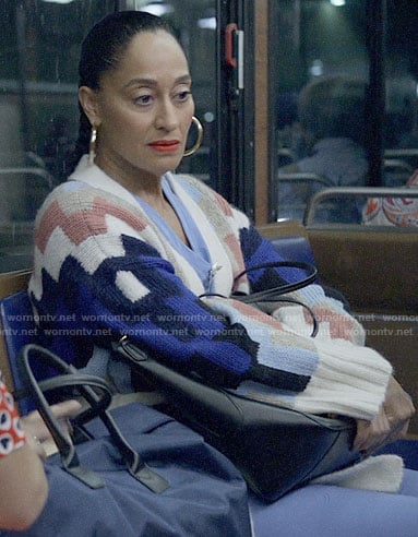 Bo’s geometric pattern cardigan on Black-ish