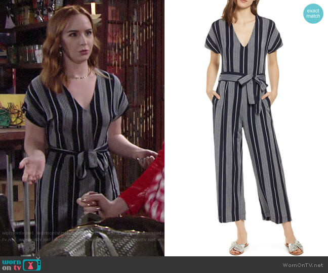 Rails Angela Striped Jumpsuit worn by Mariah Copeland (Camryn Grimes) on The Young and the Restless