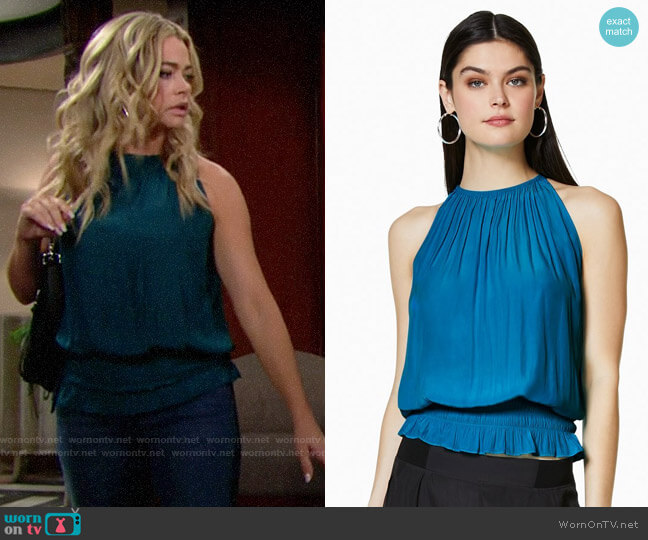 Ramy Brook Sleeveless Lauren Top in Dark Teal worn by Shauna Fulton (Denise Richards) on The Bold and the Beautiful