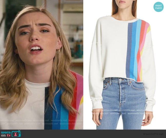Re/done Stripe Raw Sweatshirt worn by Taylor Otto (Meg Donnelly) on American Housewife