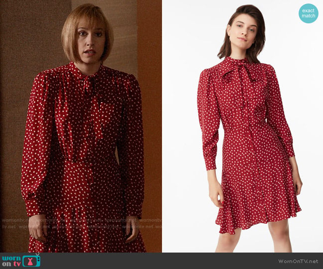 Rebecca Taylor Blurry Heart Silk Tie Neck Dress worn by Catherine Meyer (Sarah Sutherland) on Veep